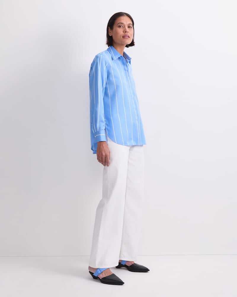Hannah Stripe Cotton Silk Shirt in BLUE/WHITE