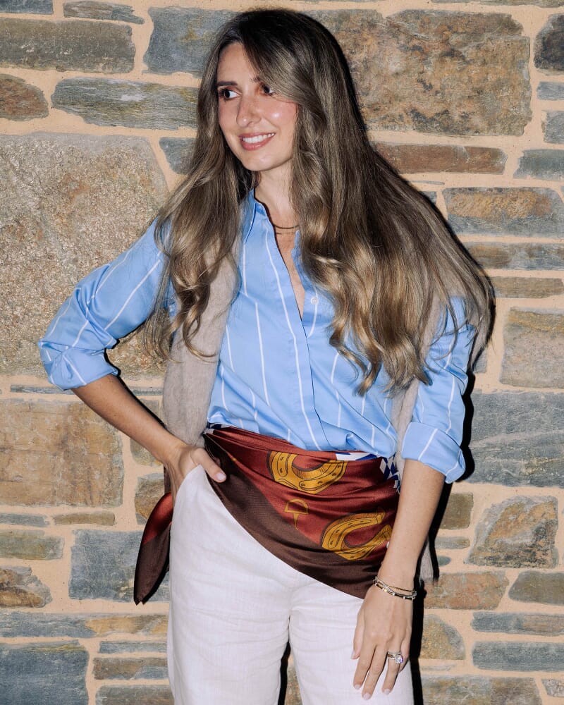 Hannah Stripe Cotton Silk Shirt in BLUE/WHITE