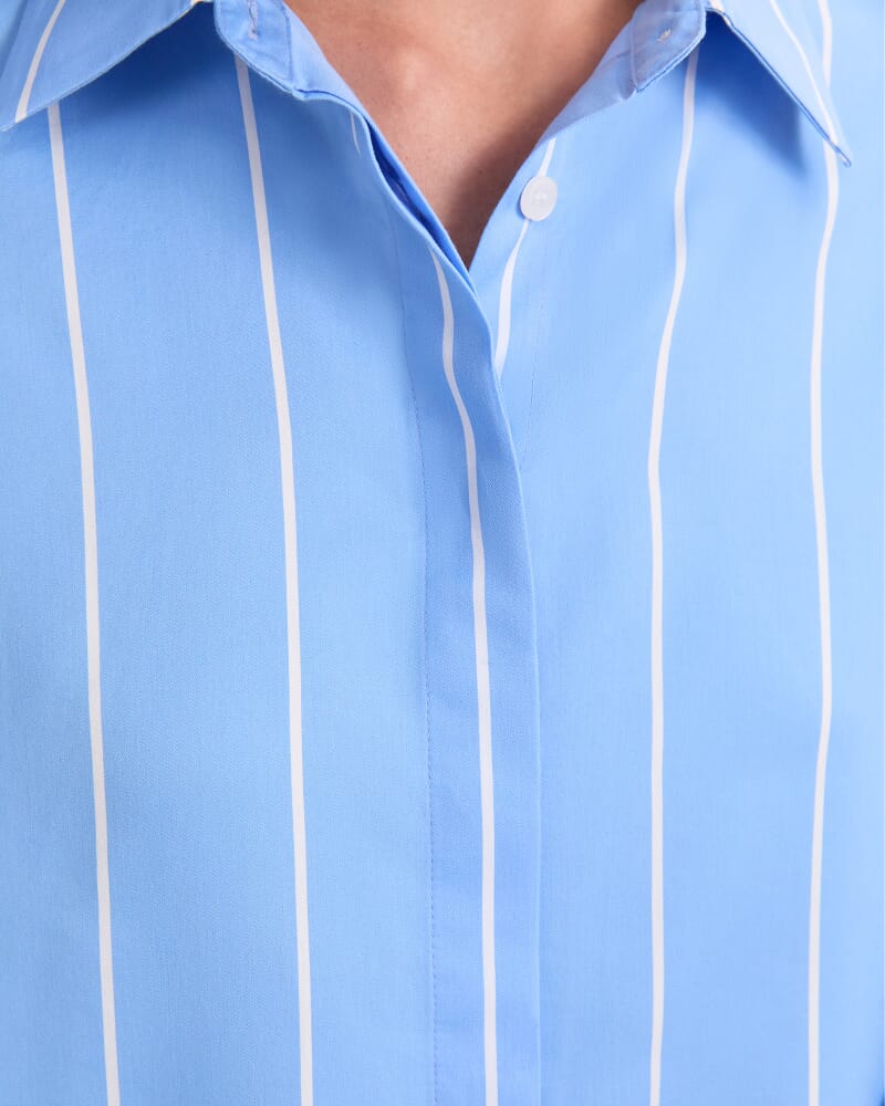 Hannah Stripe Cotton Silk Shirt in BLUE/WHITE