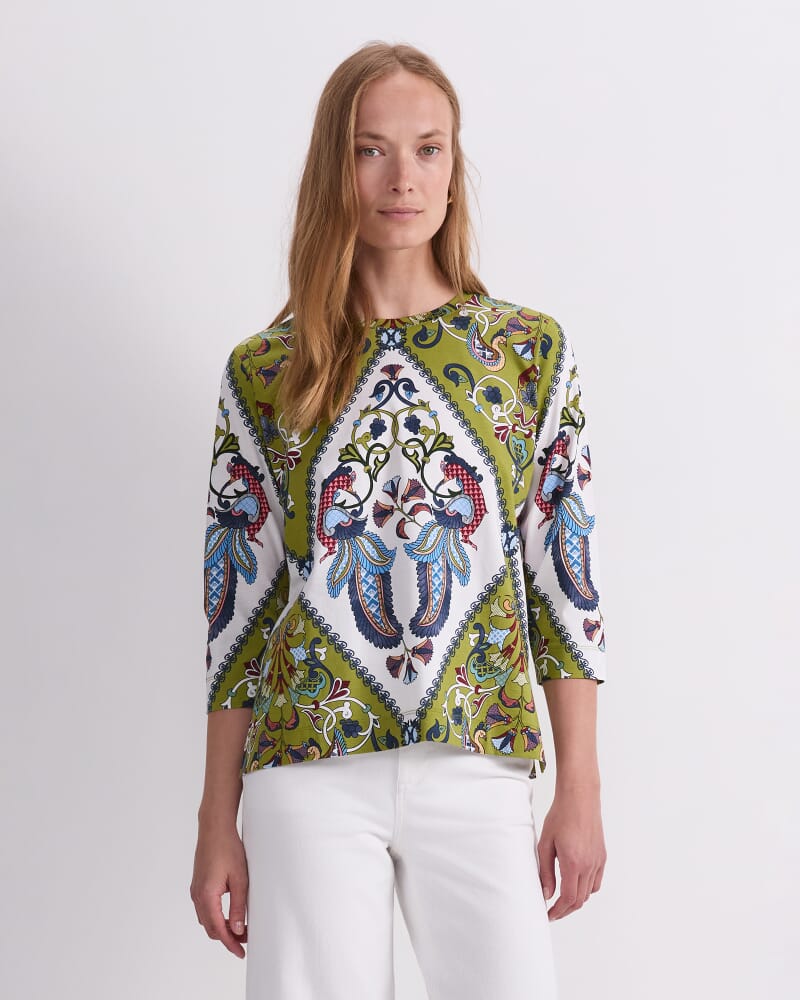 Amira Mercerised Tee in GREEN MULTI