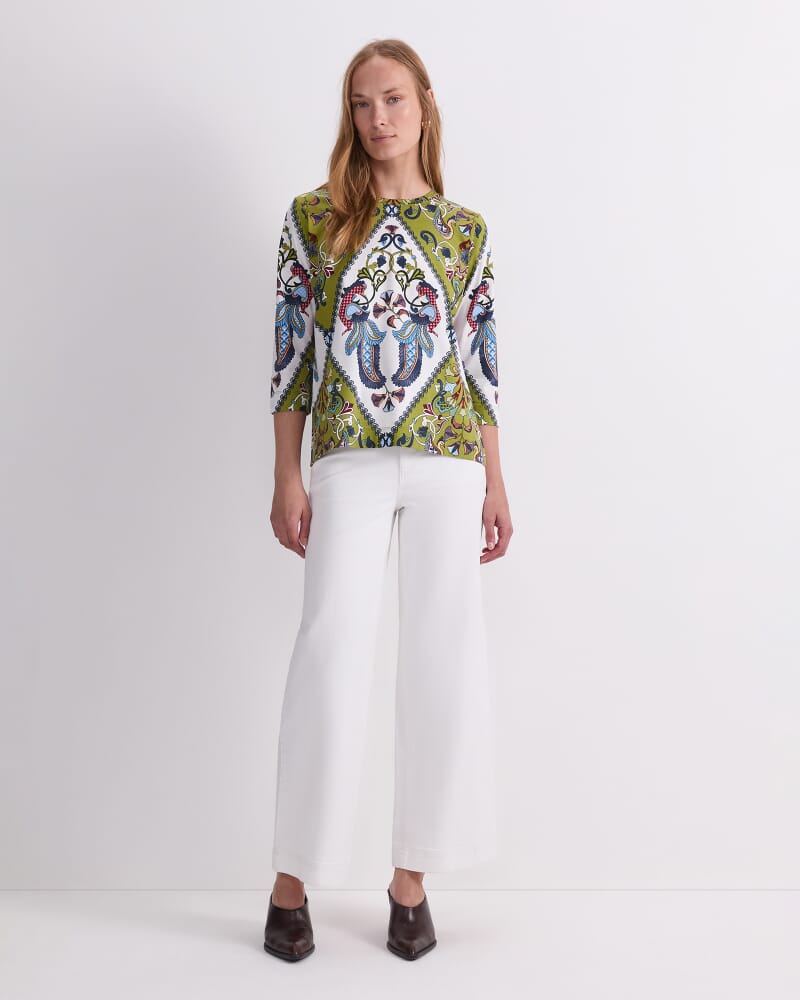 Amira Mercerised Tee in GREEN MULTI