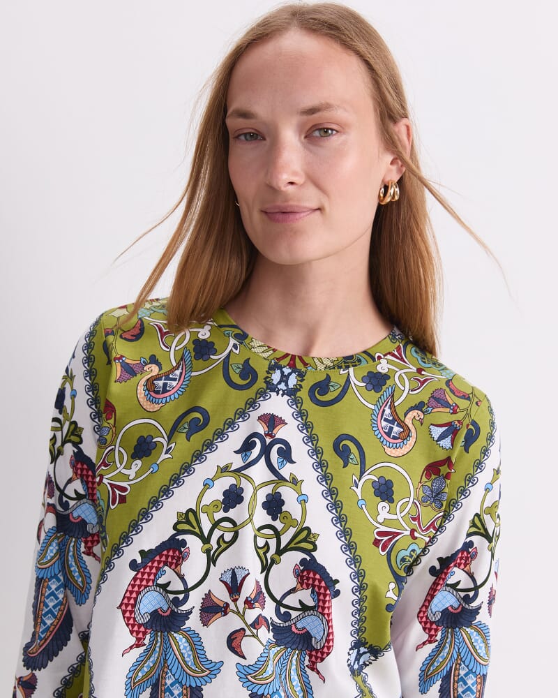 Amira Mercerised Tee in GREEN MULTI