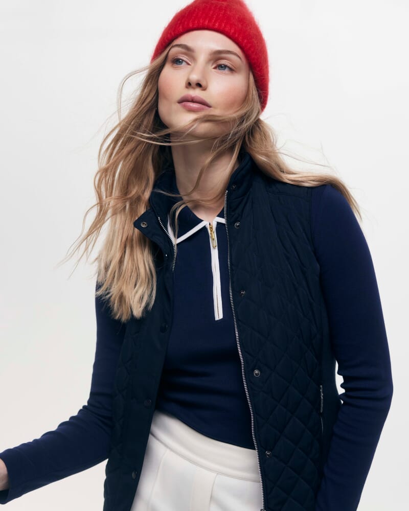Lucy Cotton Quarter Zip Top in NAVY