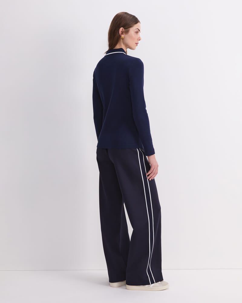 Lucy Cotton Quarter Zip Top in NAVY