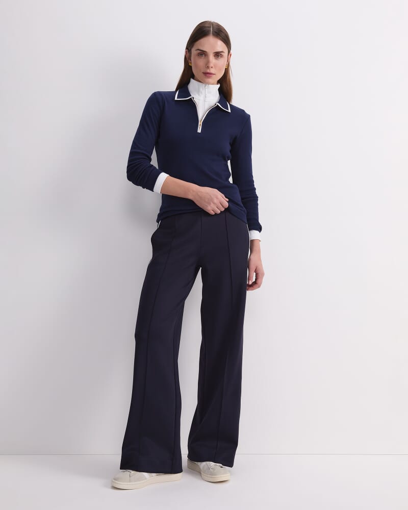 Lucy Cotton Quarter Zip Top in NAVY