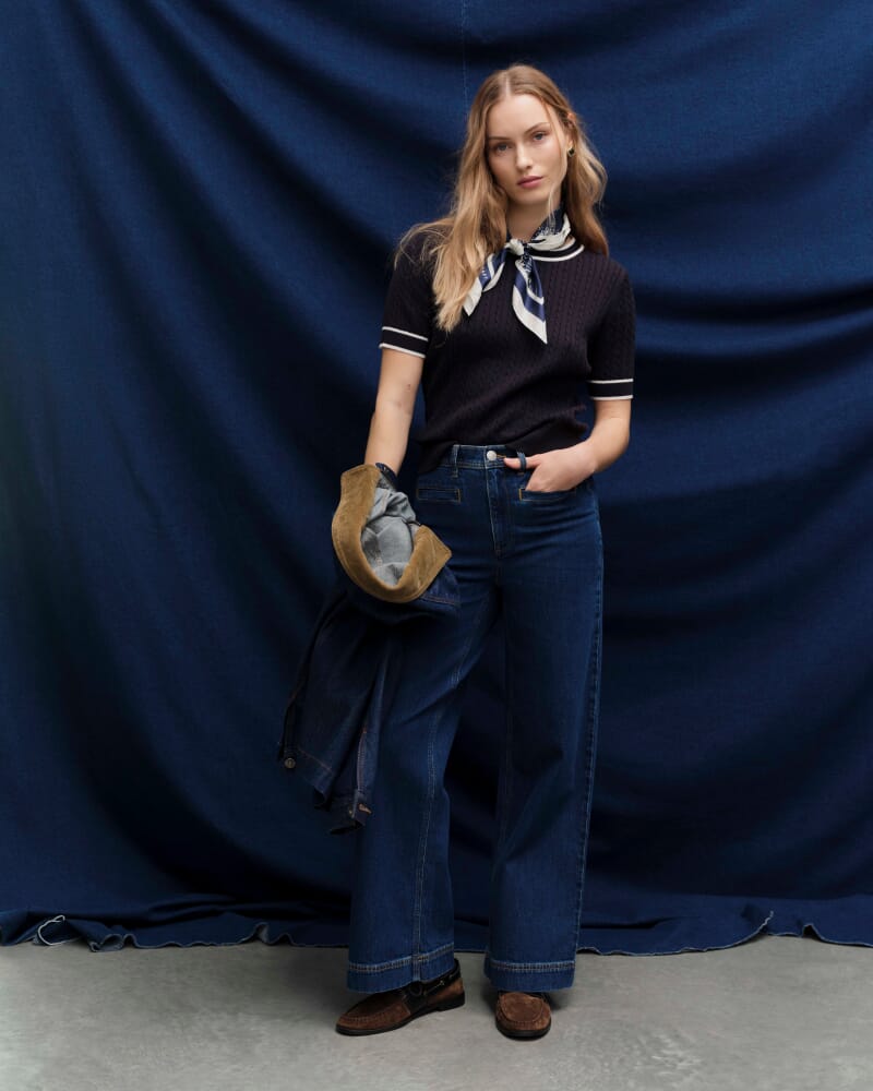 Tessa Wide Leg Jean in MID BLUE