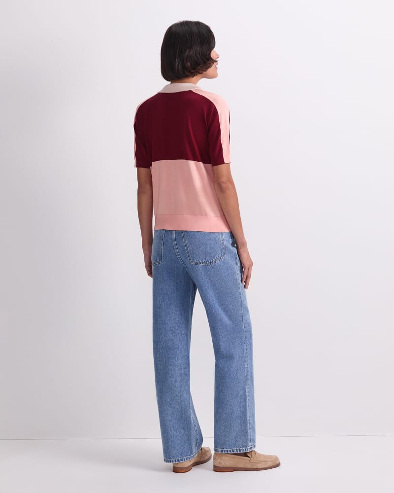 Alphine Cotton Silk Polo in PINOT