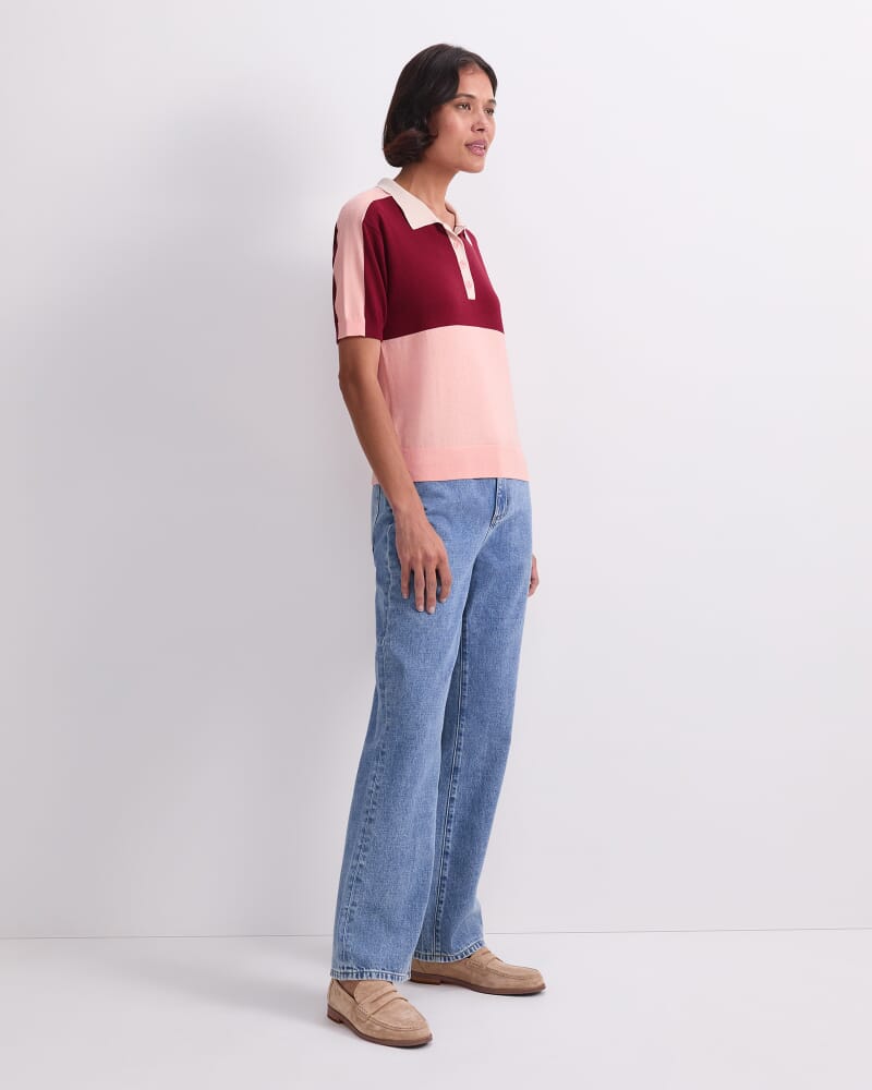 Alphine Cotton Silk Polo in PINOT