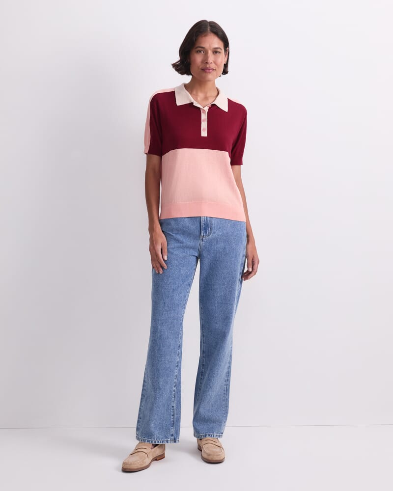Alphine Cotton Silk Polo in PINOT