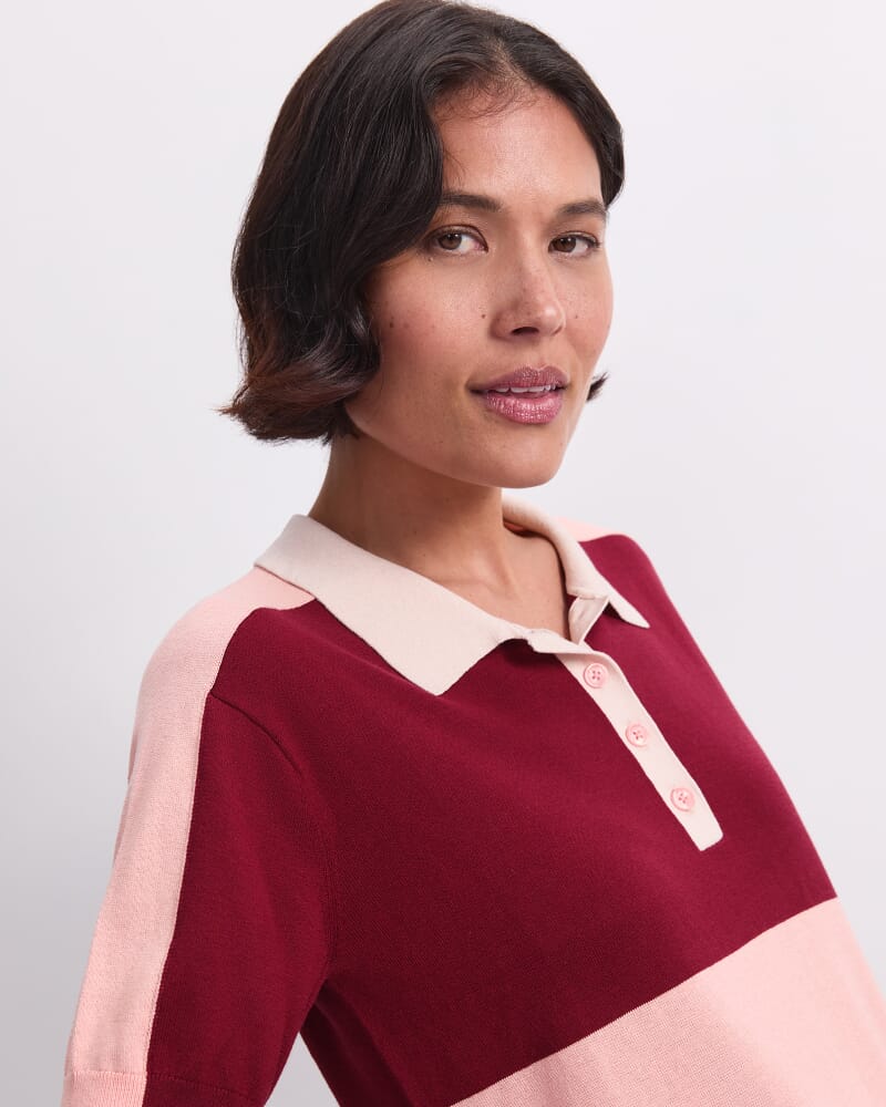 Alphine Cotton Silk Polo in PINOT