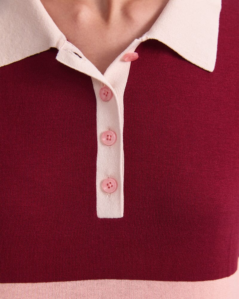 Alphine Cotton Silk Polo in PINOT