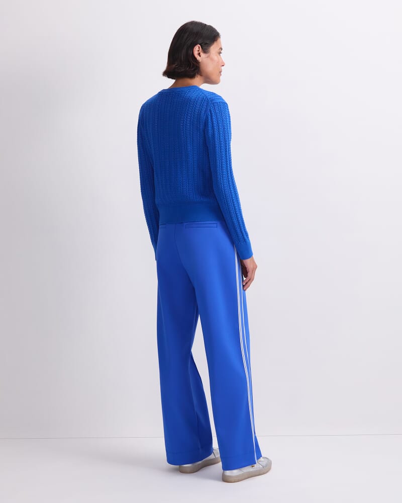 Elka Cable Pointelle Cardigan in AZURE