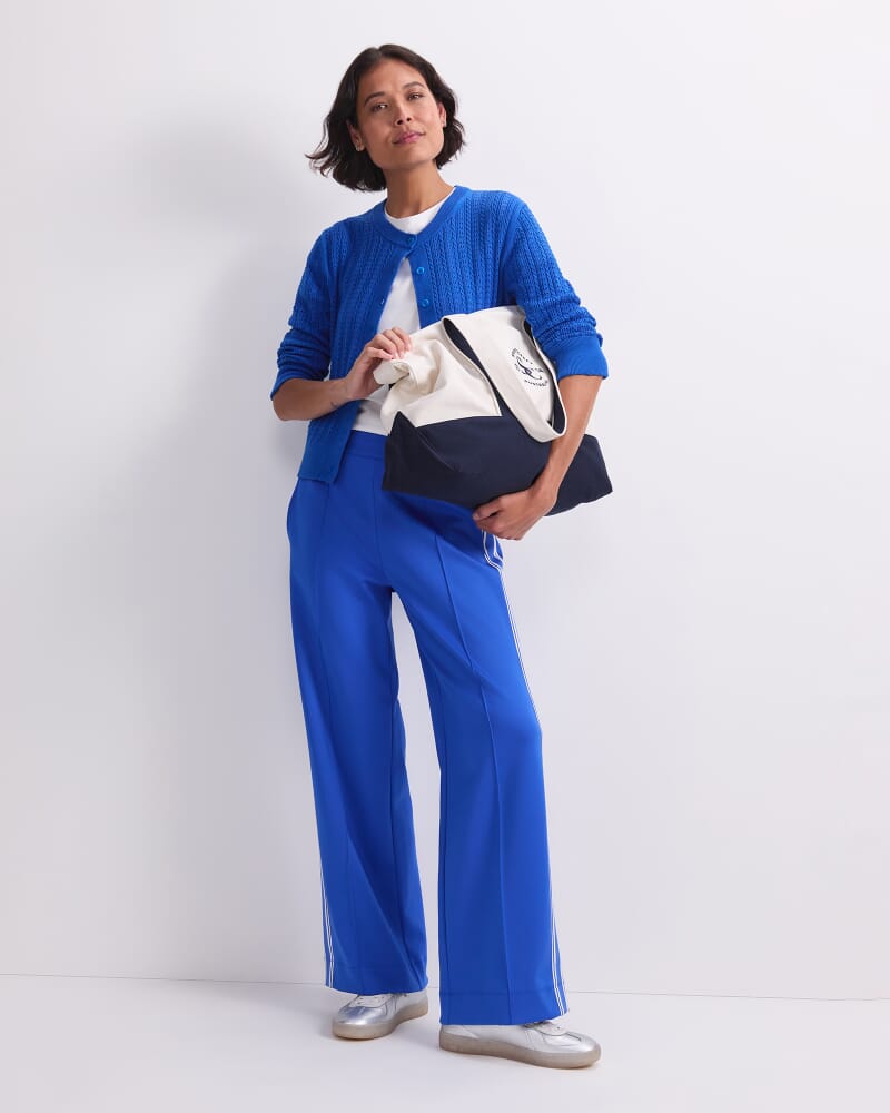 Elka Cable Pointelle Cardigan in AZURE