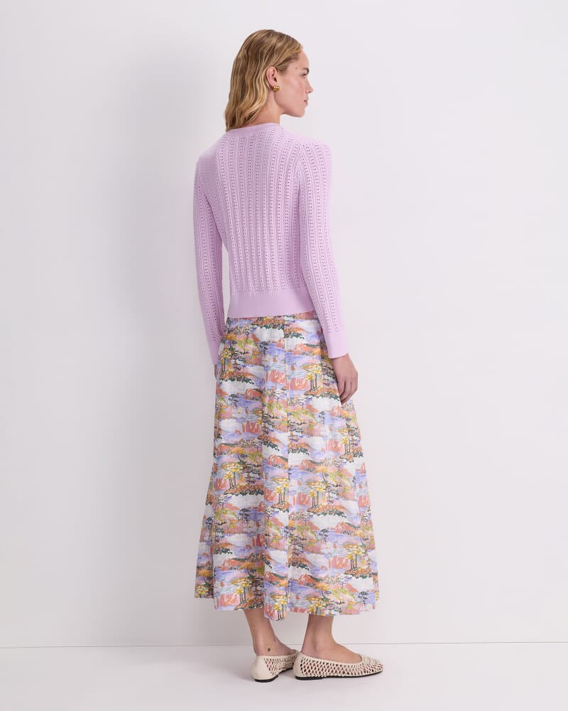 Elka Cable Pointelle Cardigan in MAUVE