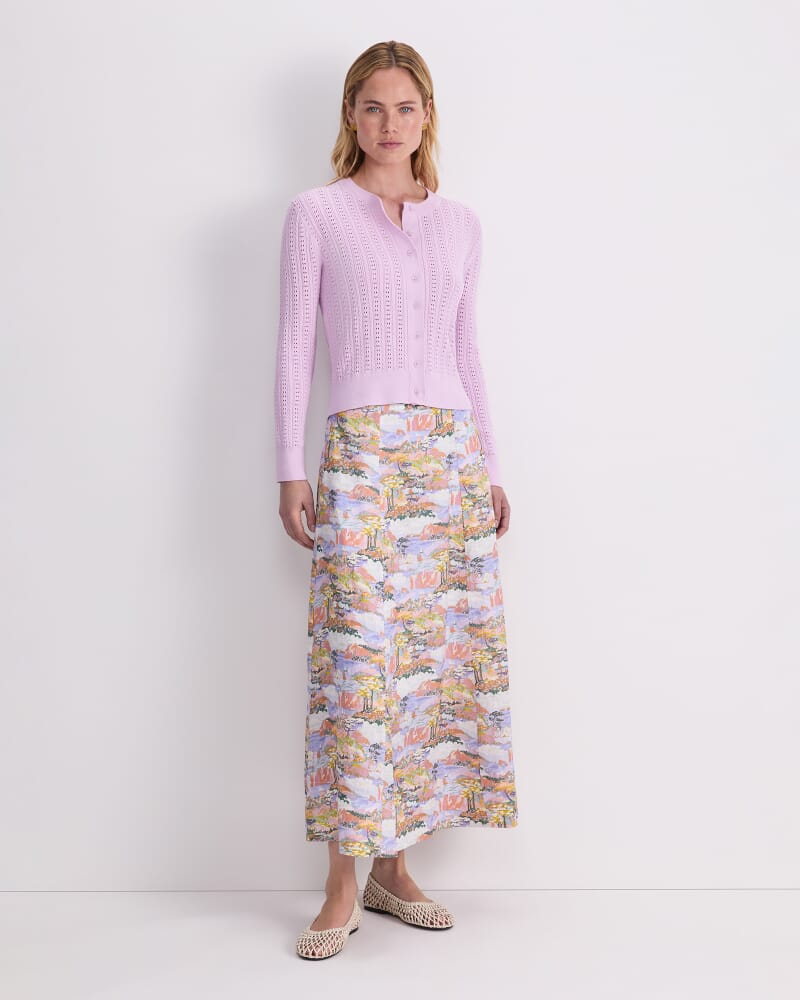 Elka Cable Pointelle Cardigan in MAUVE