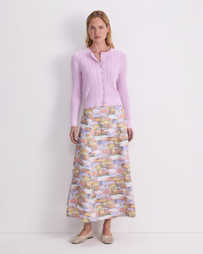 Elka Cable Pointelle Cardigan in MAUVE