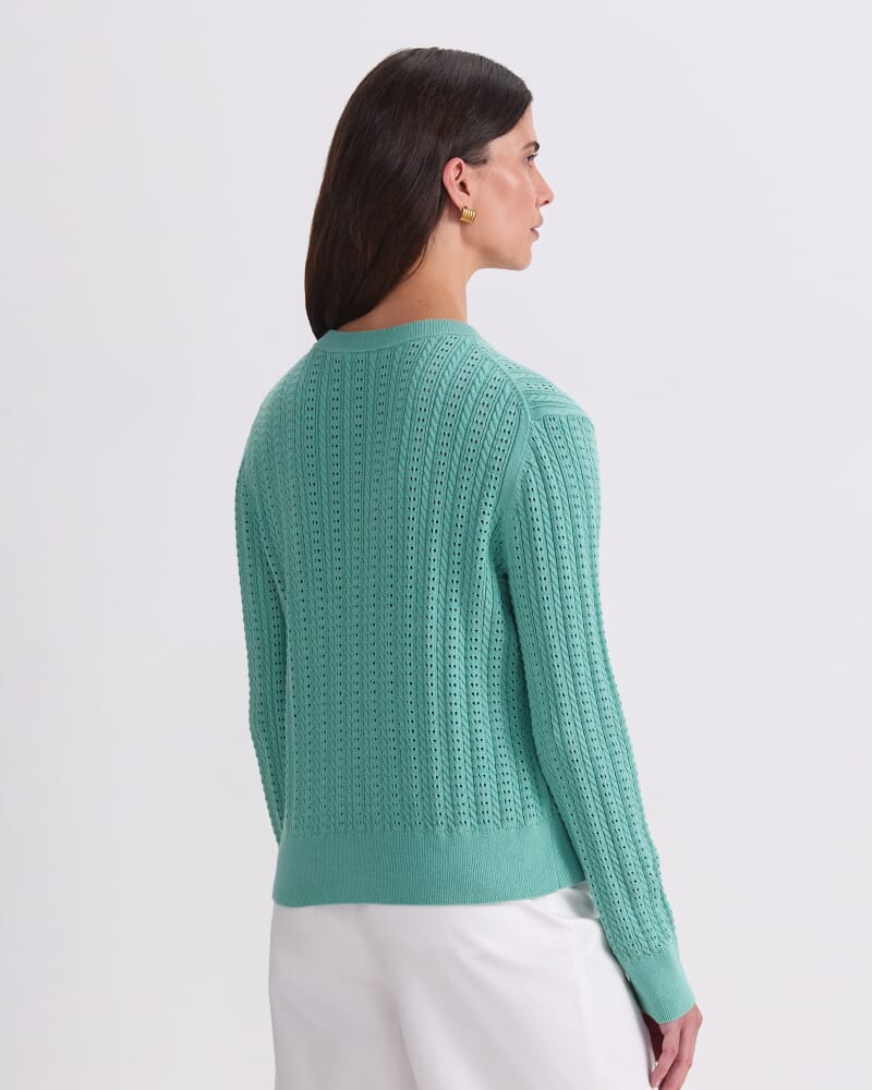Elka Cable Pointelle Cardigan in MINT