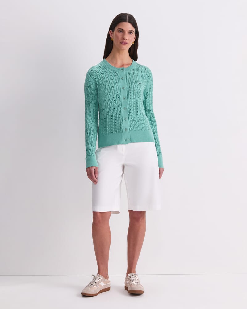 Elka Cable Pointelle Cardigan in MINT