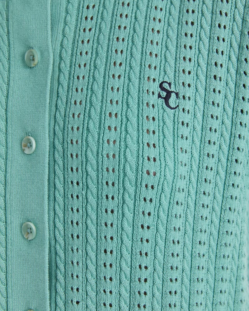 Elka Cable Pointelle Cardigan in MINT