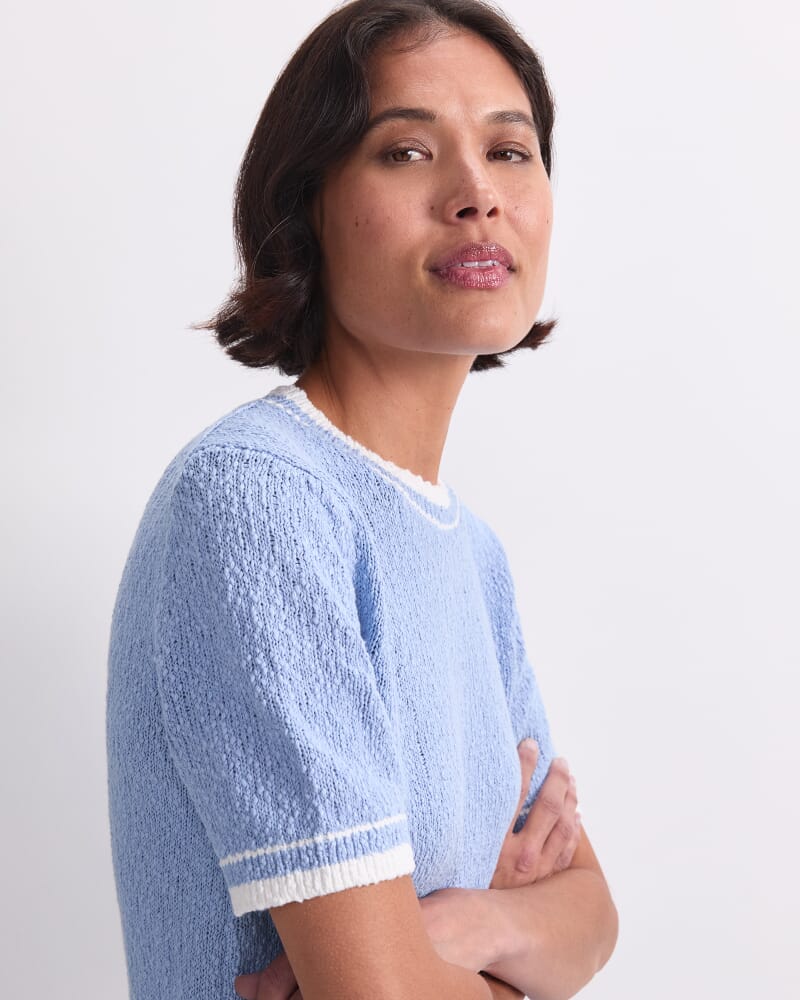 Cotton Crew Neck Knit in SKY BLUE