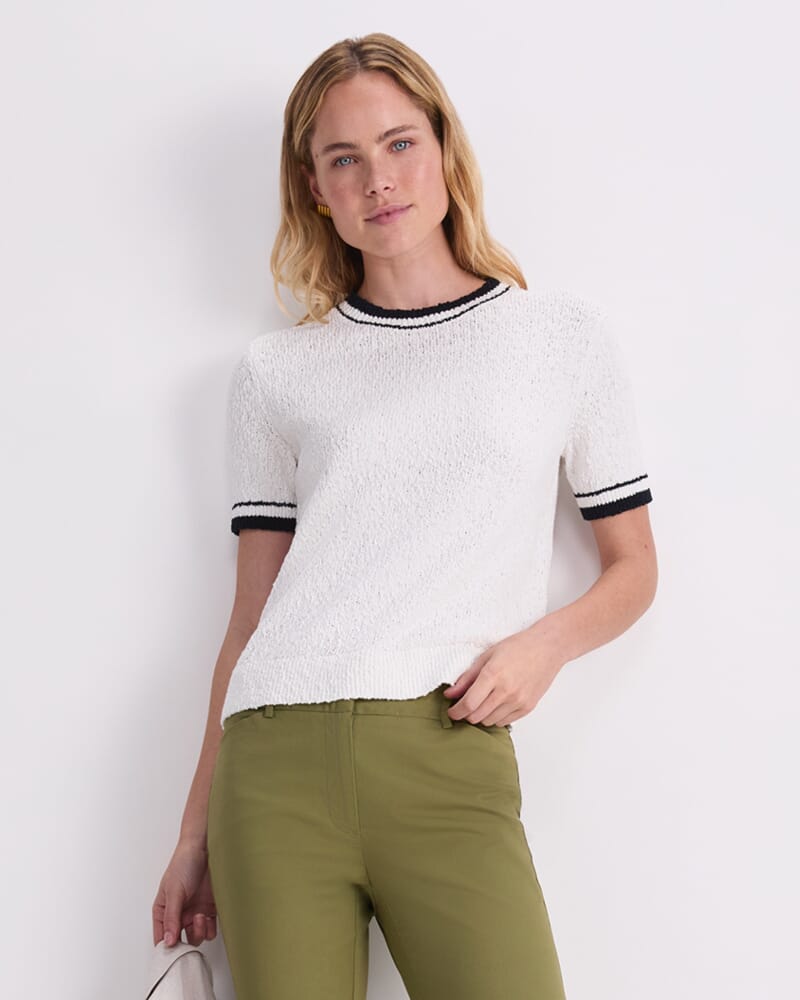 Cotton Crew Neck Knit in WHITE