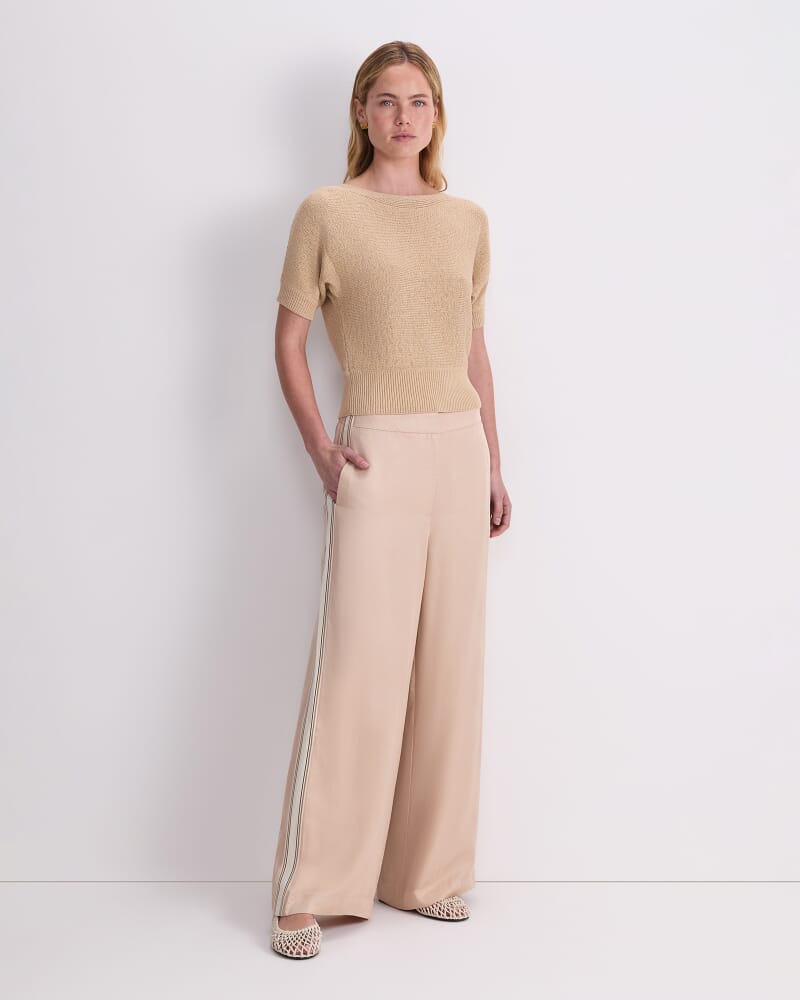 Josie Tape Yarn Batwing Tee in CASHEW