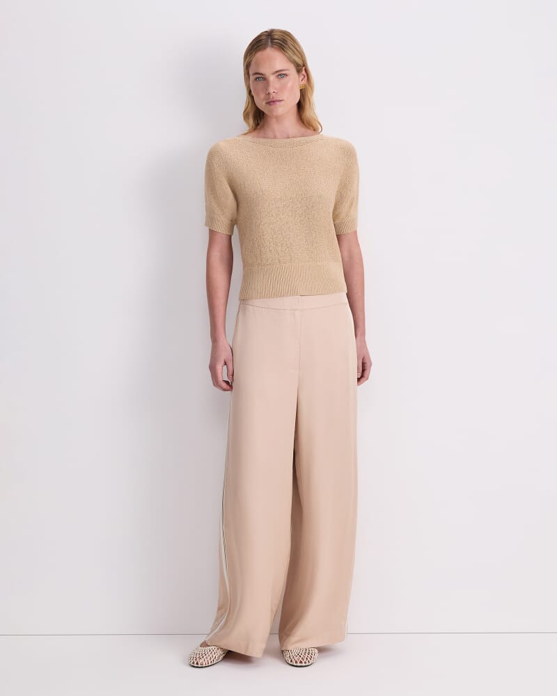 Josie Tape Yarn Batwing Tee in CASHEW