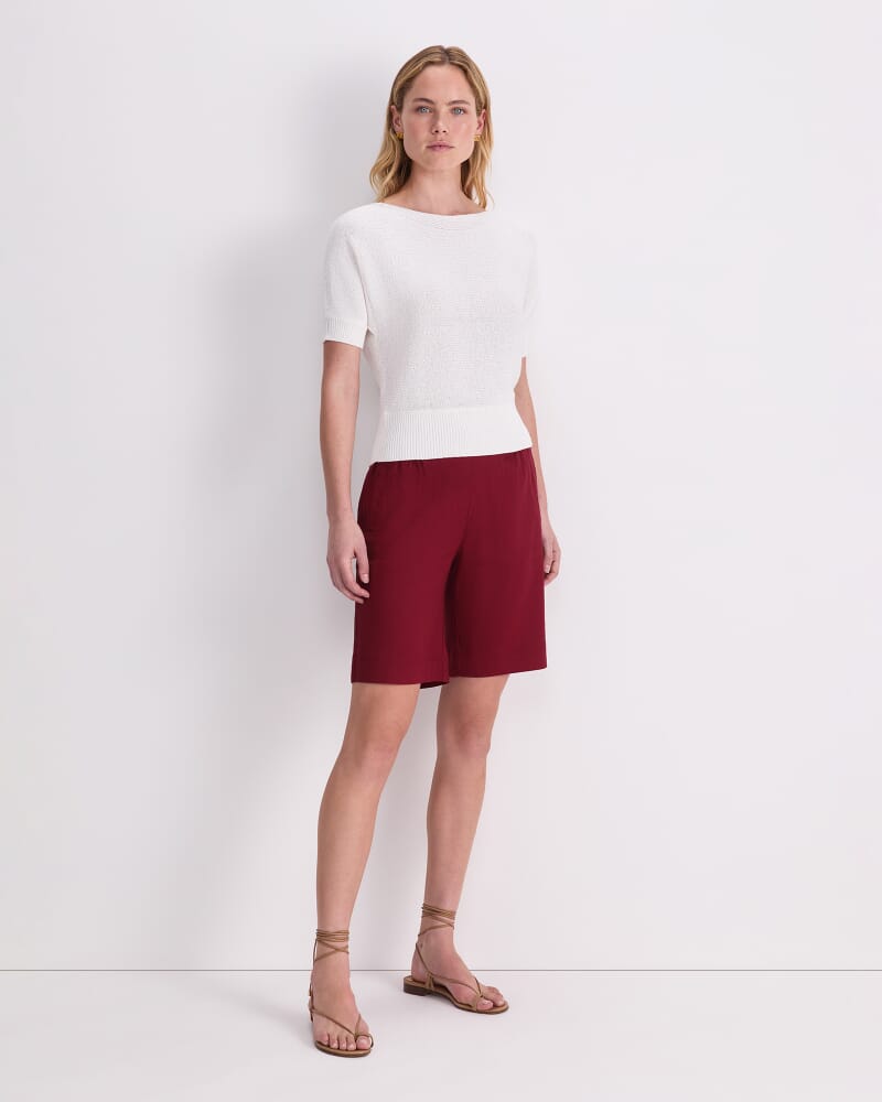 Josie Tape Yarn Batwing Tee in WHITE