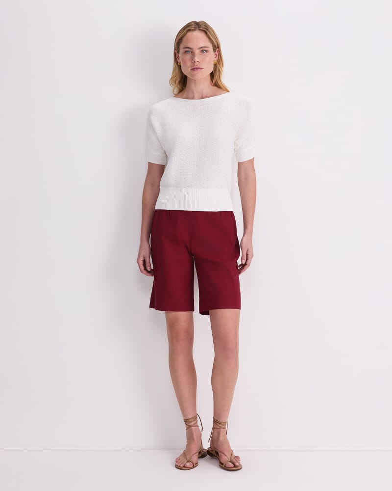 Josie Tape Yarn Batwing Tee in WHITE
