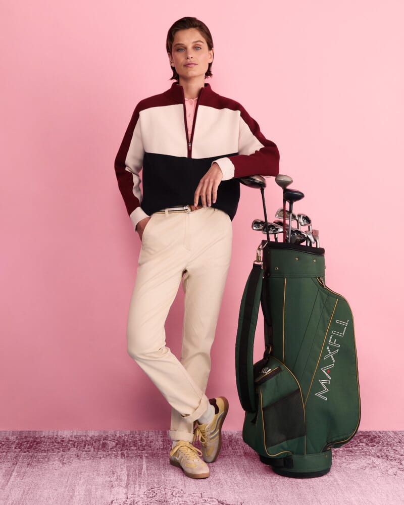Club Sport Half Zip Knit in BLUE/PINOT