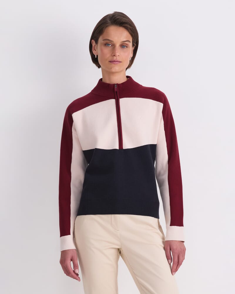Club Sport Half Zip Knit in BLUE/PINOT