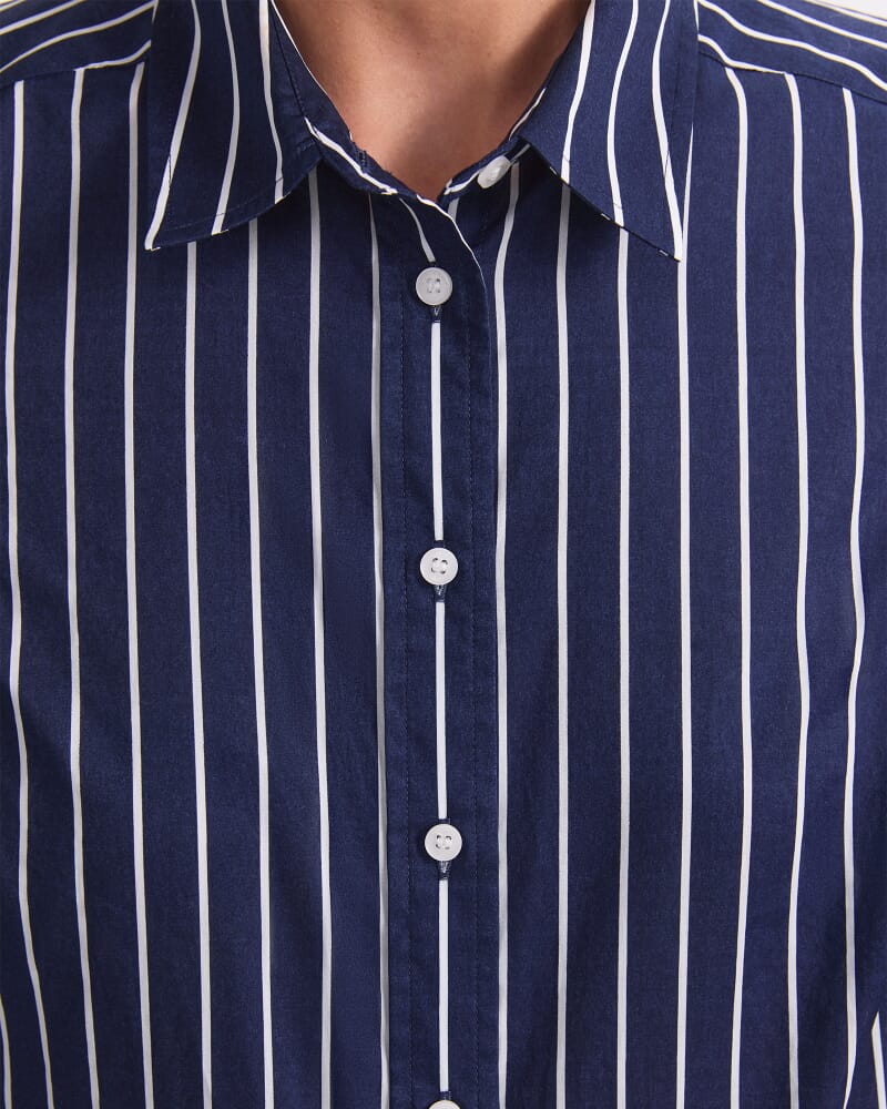 Long Sleeve Lily Voile Shirt in NAVY/WHITE
