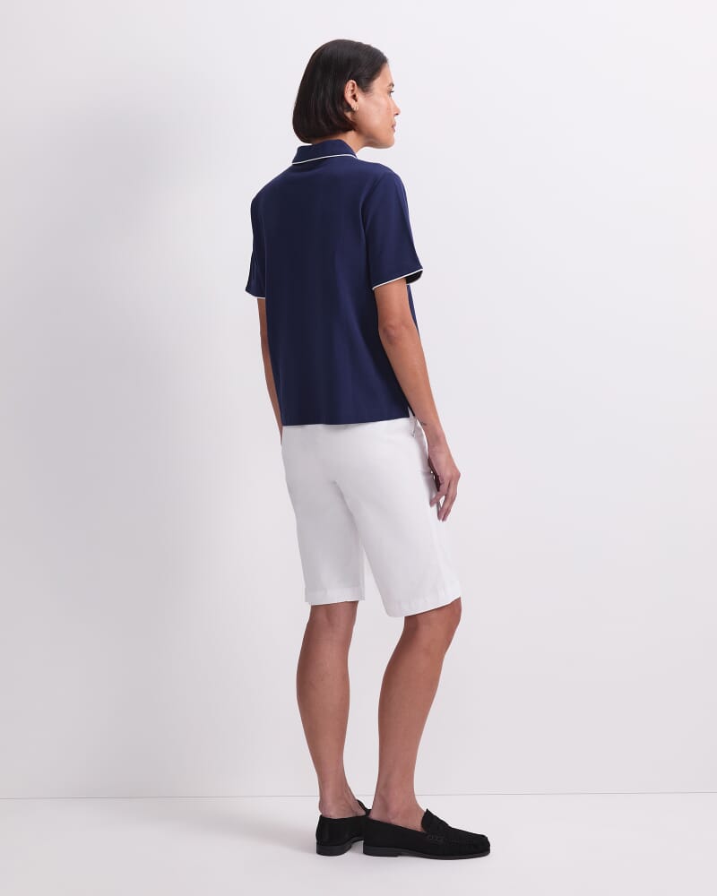 Tara Tipped Pique Polo in NAVY
