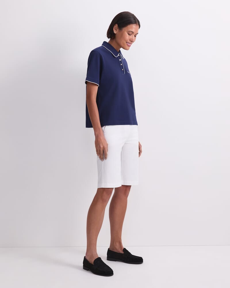 Tara Tipped Pique Polo in NAVY