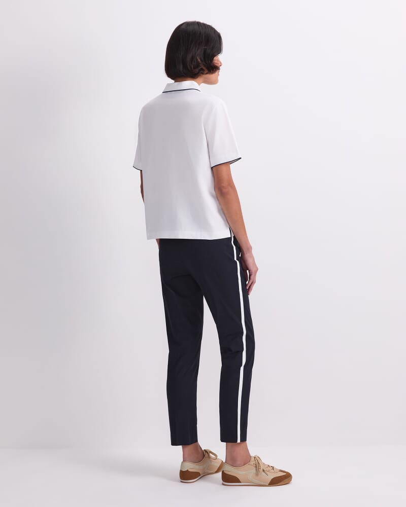 Tara Tipped Pique Polo in WHITE