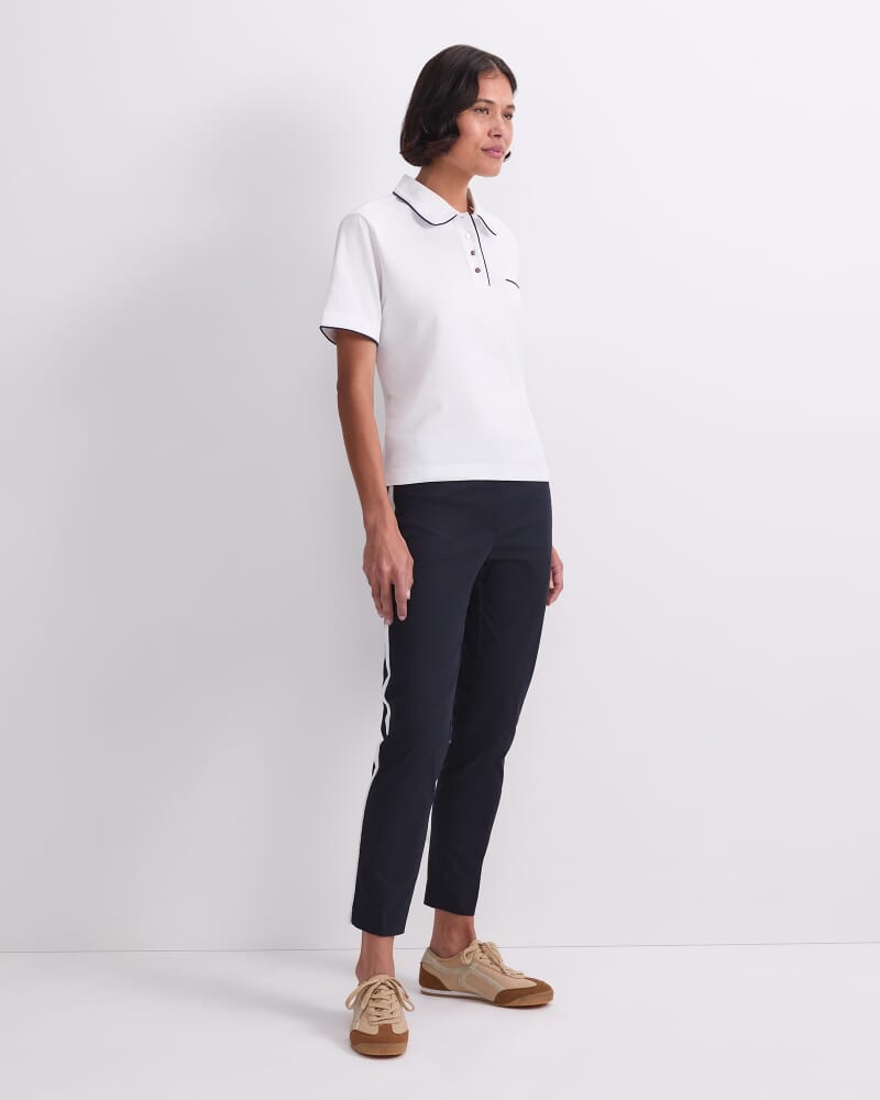 Tara Tipped Pique Polo in WHITE