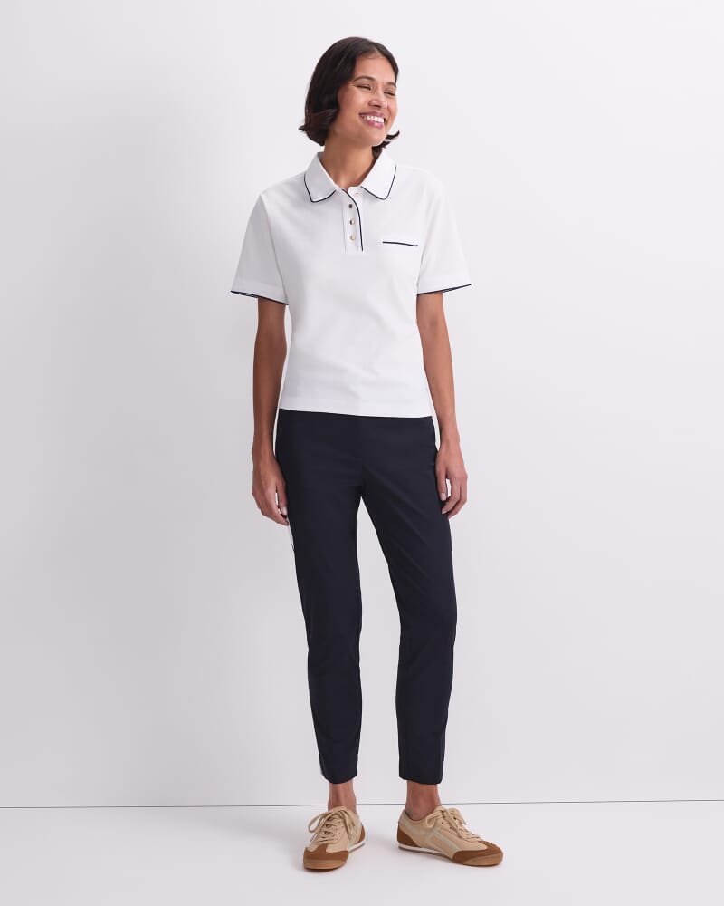 Tara Tipped Pique Polo in WHITE