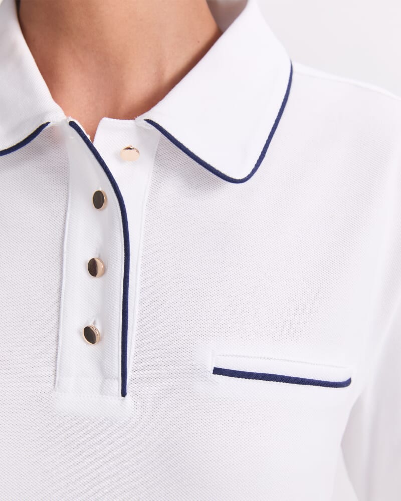 Tara Tipped Pique Polo in WHITE