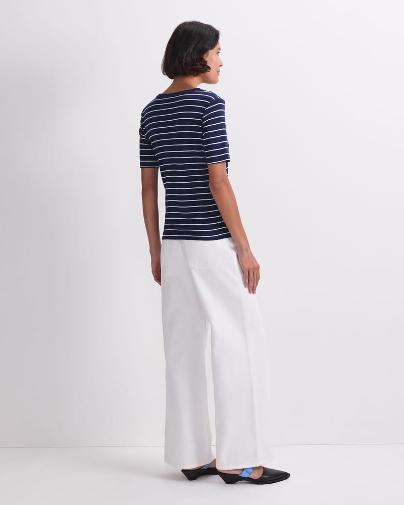 Heidi Stripe Short Sleeve Tee in NAVY/WHITE