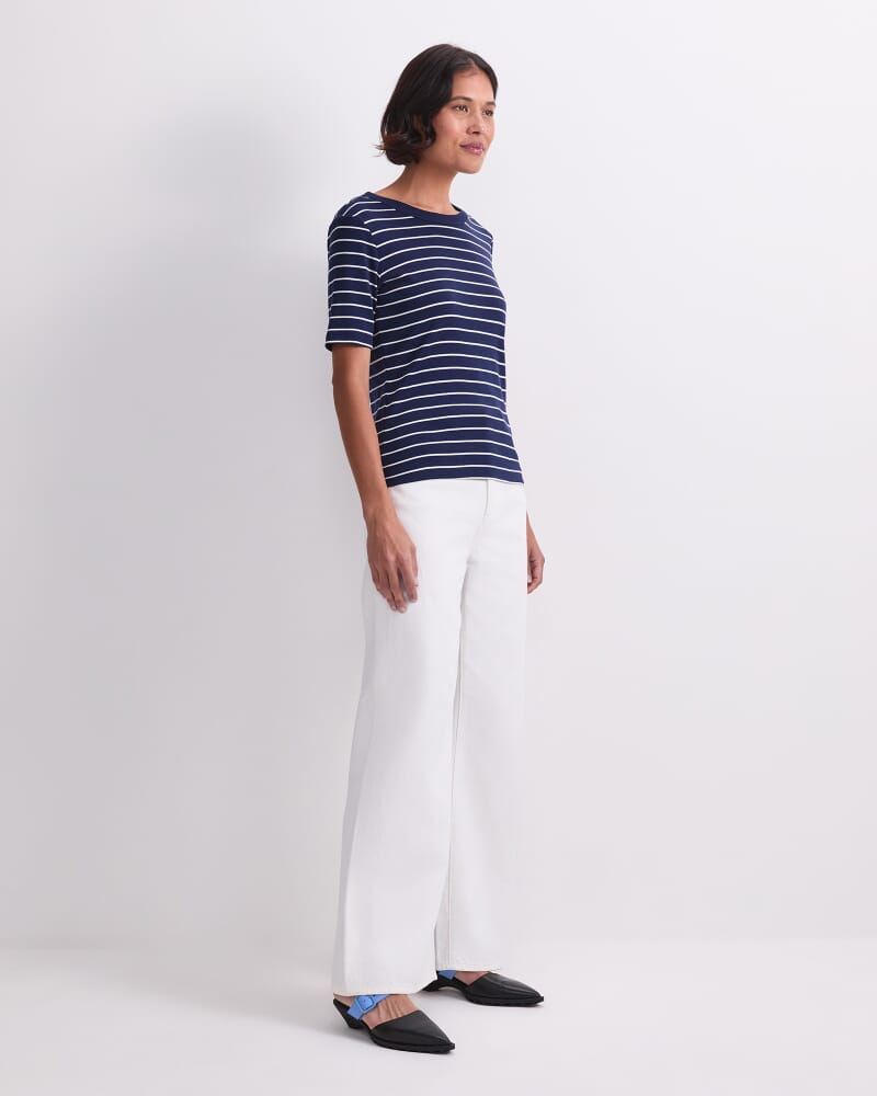Heidi Stripe Short Sleeve Tee in NAVY/WHITE