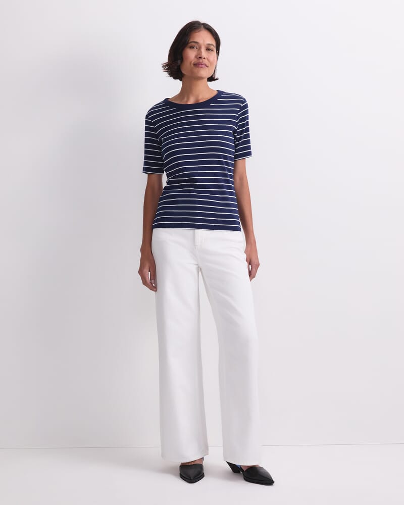 Heidi Stripe Short Sleeve Tee in NAVY/WHITE