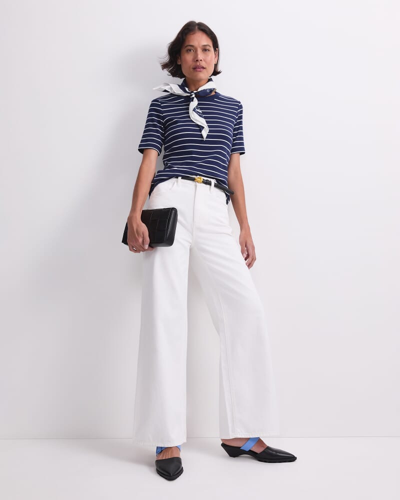 Heidi Stripe Short Sleeve Tee in NAVY/WHITE