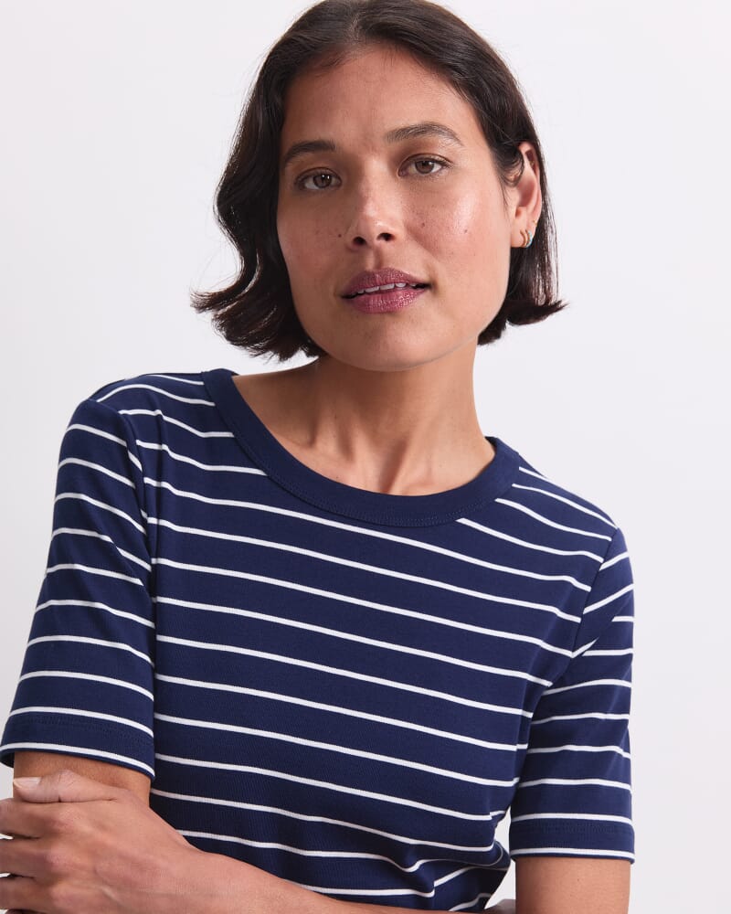 Heidi Stripe Short Sleeve Tee in NAVY/WHITE
