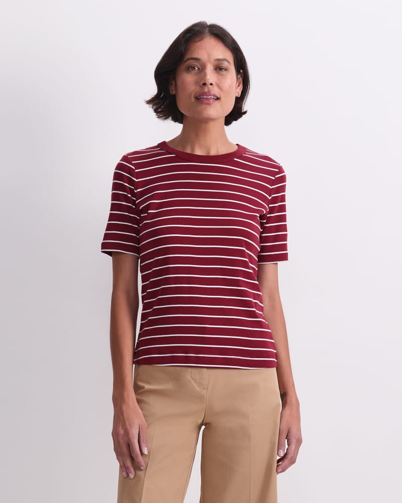Heidi Stripe Short Sleeve Tee in PINOT