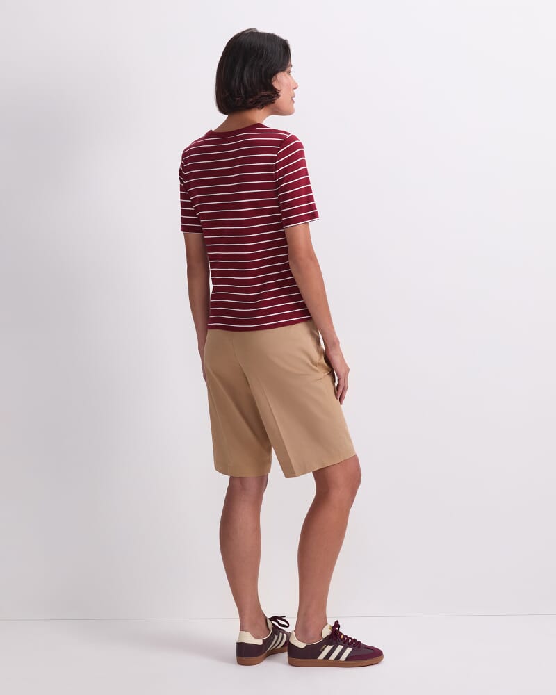 Heidi Stripe Short Sleeve Tee in PINOT