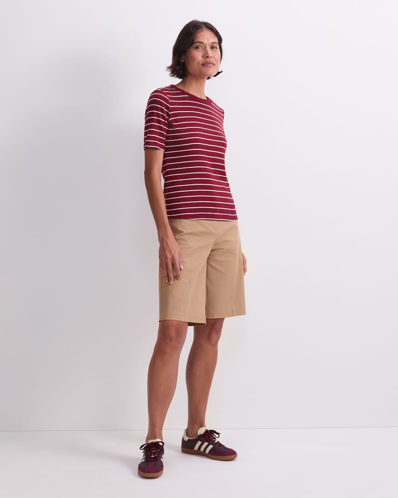 Heidi Stripe Short Sleeve Tee in PINOT