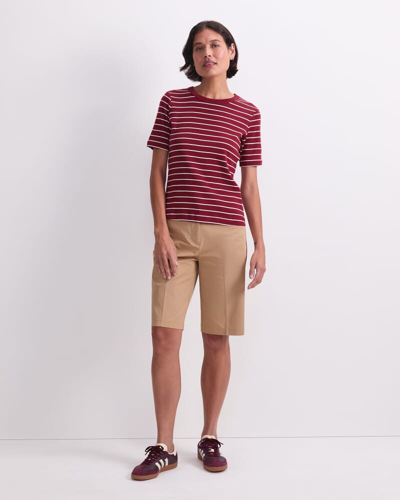 Heidi Stripe Short Sleeve Tee in PINOT