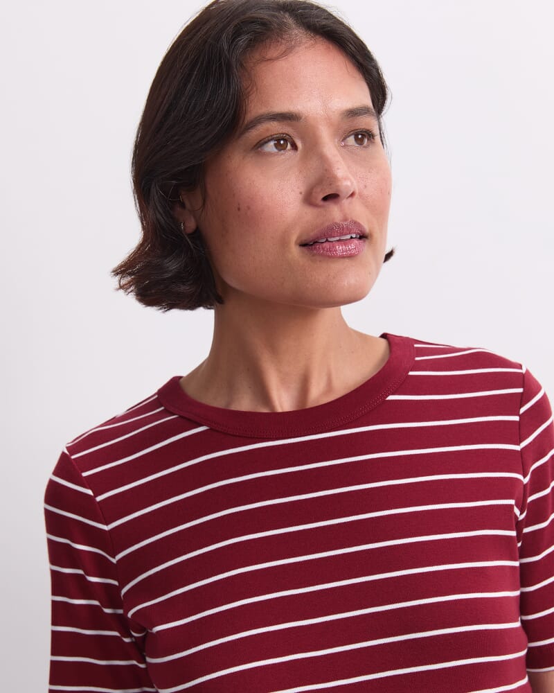 Heidi Stripe Short Sleeve Tee in PINOT