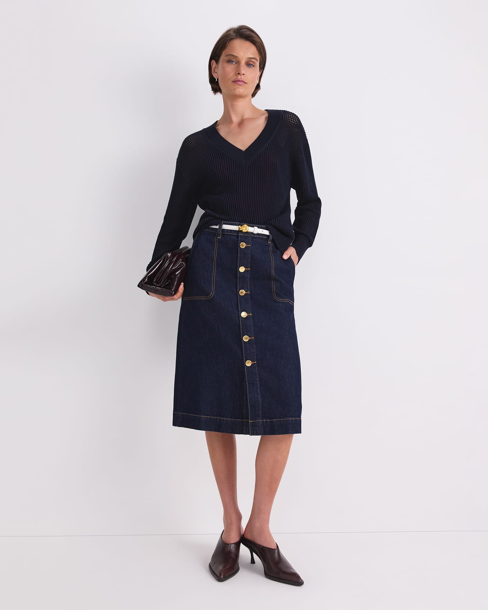 Peyton Denim Midi Skirt
