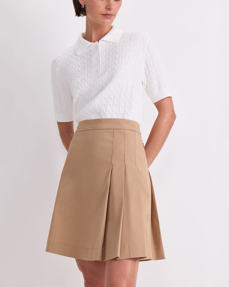 Evie Mini Skirt in PEBBLE